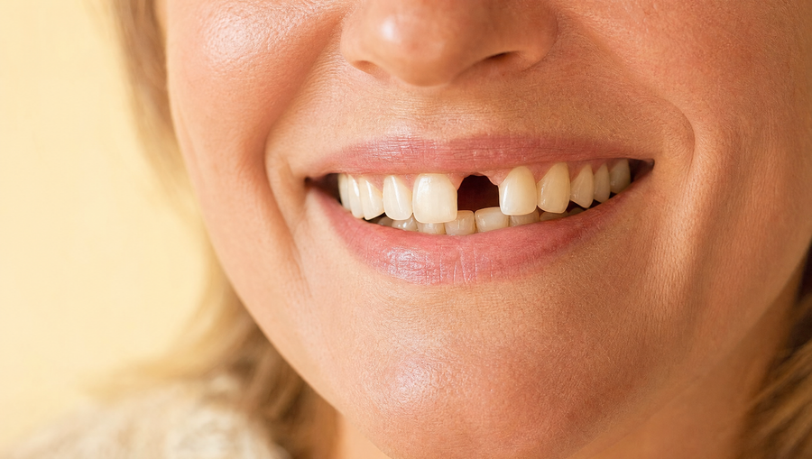 Smile with one missing tooth